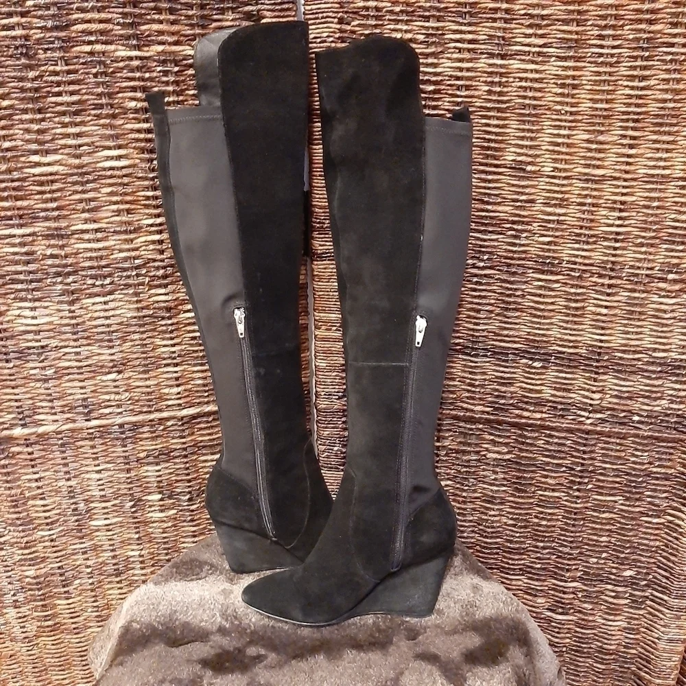 Free People Charles David Edie Leather Knee High Riding Boots Womens 6 Black